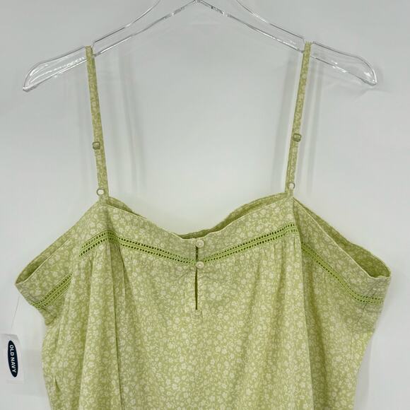 Old navy square neck ladder lace lime ditsy floral spaghetti strap top XL NEW - Picture 5 of 7